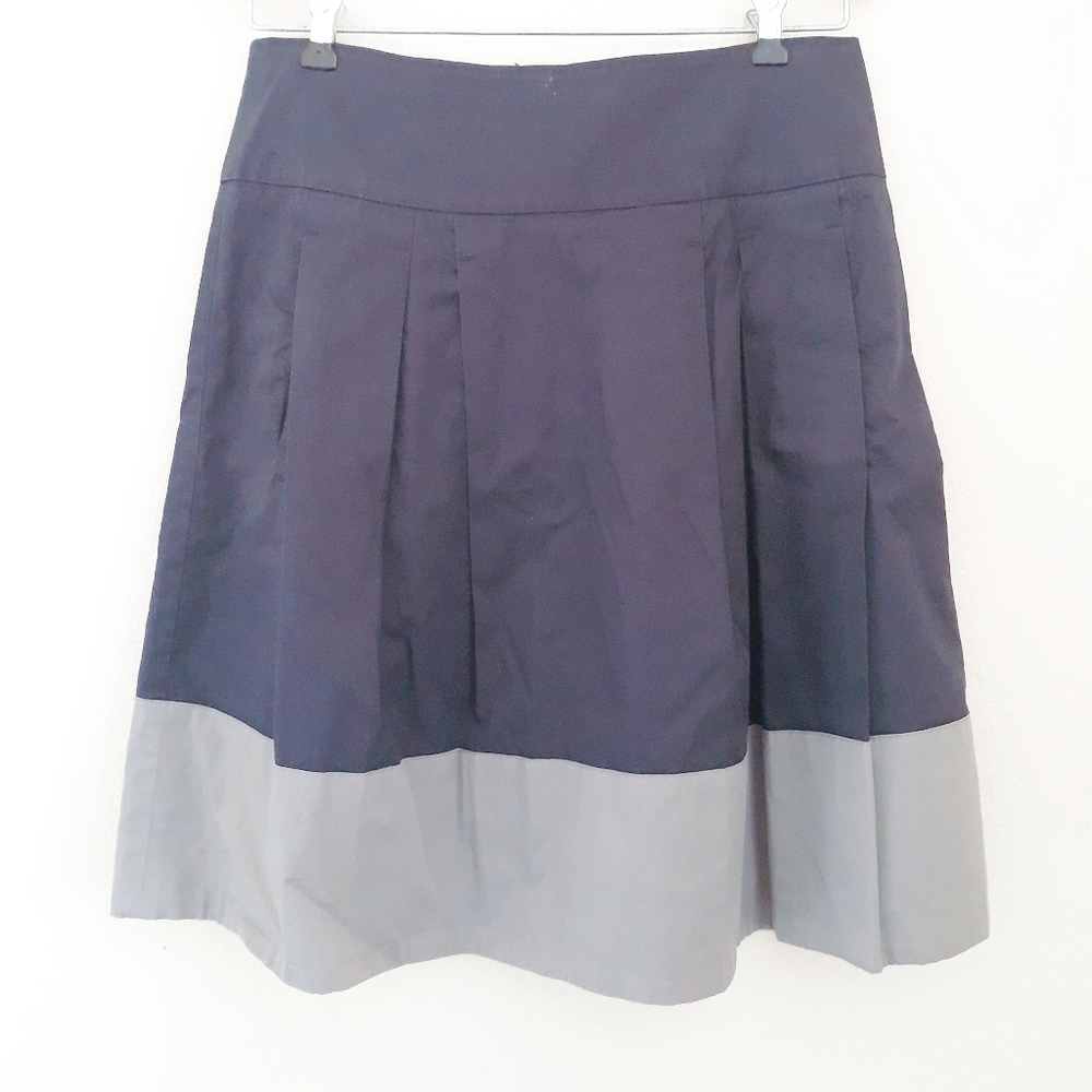 Vince Pleated Colorblock A-line Skirt.
